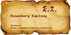 Rosenberg Kaplony névjegykártya